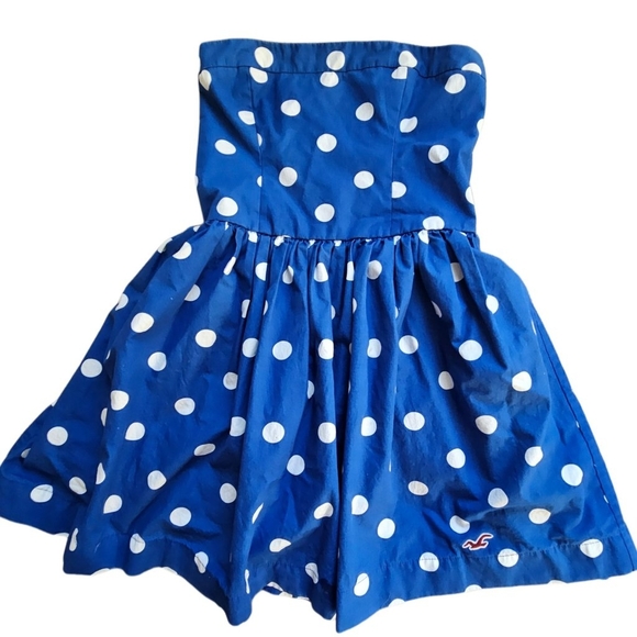 Hollister Y2K Blue White Polka Dot Pinup Dress - Picture 1 of 5